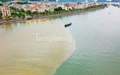 Vịnh Hạ Long "đổi màu" sau mưa lớn