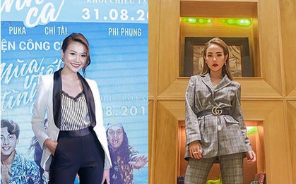 Rời The Face, Thanh Hằng và Minh Hằng lại đọ dáng trên thảm đỏ "Mùa Viết Tình Ca"