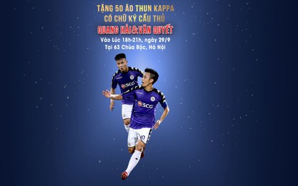Nhận áo thun Kappa có chữ ký Quang Hải và Văn Quyết, bạn có muốn?