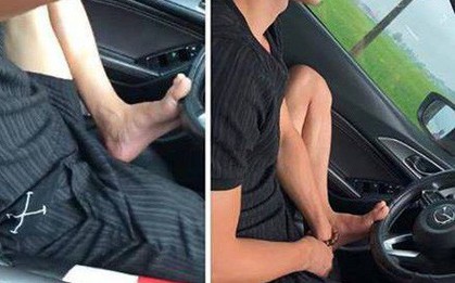 Thanh niên lái ô tô bằng chân rồi quay clip đăng Facebook khoe nhận nhiều chỉ trích trên MXH