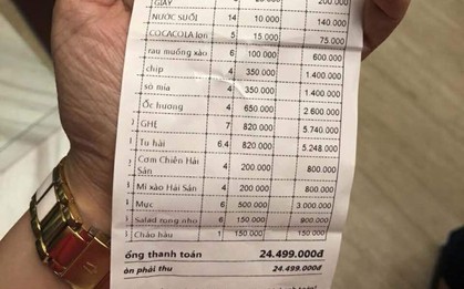 Ê kíp của ca sĩ Quang Lê tố bị "chặt chém" bữa ăn khuya gần 25 triệu đồng, nhà hàng ở Đà Nẵng nói gì?