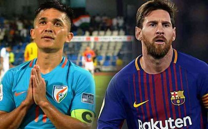 Hai lần chọc thủng lưới Thái Lan, đội trưởng Ấn Độ vượt mặt Messi, chỉ còn kém mỗi Ronaldo về thành tích ghi bàn cho đội tuyển