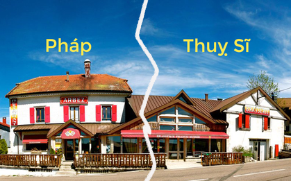 Khách sạn nằm trên đường biên giới giữa Pháp và Thuỵ Sĩ, đôi nào giận nhau mà vẫn muốn đi du lịch thì book phòng để mỗi người 1 nước nè