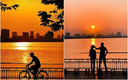 Ở Hà Nội bao năm mà chưa có hình check-in hoàng hôn ngược nắng đẹp như mơ ở hồ Tây thì thật uổng phí!