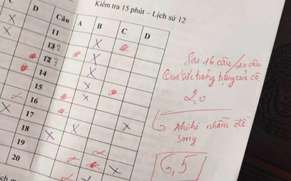 Chấm nhầm cho học sinh từ 6.5 xuống còn 2 điểm, cô giáo dạy Sử phê ngay một câu cực đáng yêu khiến học trò bỏ qua hết lỗi lầm