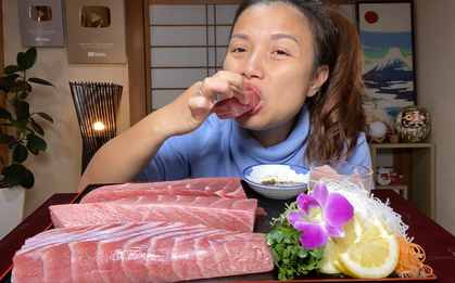 Bá đạo như Quỳnh Trần JP: Ăn cả tảng cá ngừ vây xanh khiến dân tình vừa nuốt nước miếng vừa bái phục