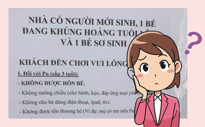 Tờ giấy quy định khi đến nhà của gia đình có 1 trẻ sơ sinh và 1 bé đang khủng hoảng tuổi lên 3 gây bão MXH