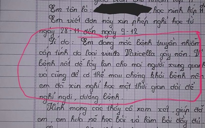 Thấy học sinh viết đơn xin nghỉ do mắc bệnh "truyền nhiễm cấp tính virus gây ra", cô giáo tức tốc hỏi thăm nào ngờ nhận phải cú lừa hài hước