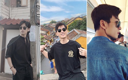 Sở hữu "đôi mắt biếc hiếm có khó tìm" nhưng cứ đi du lịch là Ngạn (Trần Nghĩa) lại giấu đi sau cặp kính thế này