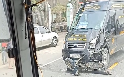 Nam Định: Xe Limousine va chạm kéo lê xe máy hàng chục mét, 1 người tử vong, 1 người nguy kịch