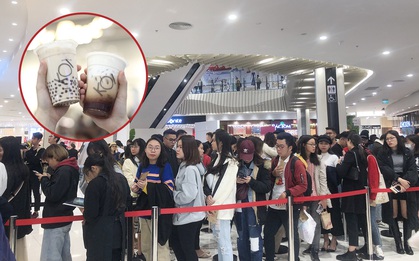 Cửa hàng KOI đầu tiên ở Hà Nội khai trương: xếp hàng đông nghịt, chờ hơn 1 tiếng mới mua được cốc trà sữa