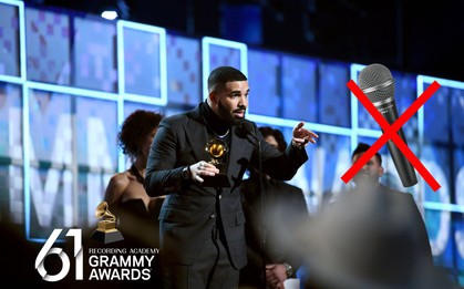 Đỉnh điểm của drama: Drake đang phát biểu thì bị cắt ngang mic vì ngang nhiên "đá xéo" Grammy