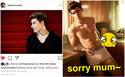 Ngày xưa Shawn Mendes hở da thịt một chút đã rối rít xin lỗi mẹ, bây giờ thì anh làm người mẫu đồ lót!!