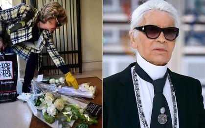 Người hâm mộ đau buồn, dâng hoa tưởng nhớ ngài Karl Lagerfeld trước cửa store Chanel tại Paris