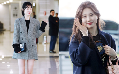 Màn đọ sắc hiếm hoi đang gây xôn xao: Nữ thần Suzy đẹp xuất sắc, Sulli khoe đôi chân dài tít tắp tại sân bay