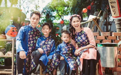 Đây là cách vợ chồng Đăng Khôi dạy hai quý tử cách trải nghiệm và giữ gìn Tết cổ truyền