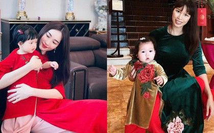 Nào có thua người lớn, nhóc tỳ nhà sao Việt cũng xúng xính diện áo dài, nổi nhất là mẹ con Thu Thảo và Hà Anh