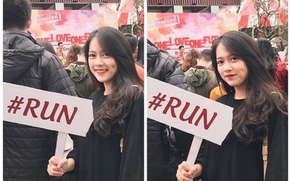 Cầm bảng cảnh báo sinh viên "Run" trong ngày hội tuyển sinh, cô gái này được cư dân mạng ráo riết truy tìm info vì quá xinh!