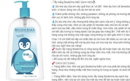 Suy diễn giỏi như các shop xách tay: Nhập nước rửa mông trẻ em Bioderma ABCDerm H2O rồi nói là đồ tẩy trang cho người lớn