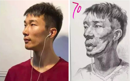 Nam sinh được mời làm mẫu cho lớp hội hoạ và kết quả nhận được như tranh vẽ... ông nội của mình!