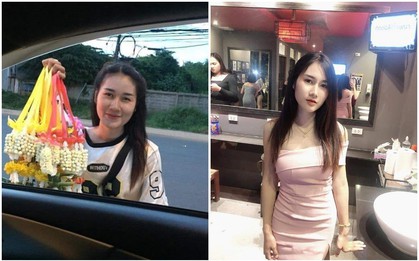 Bán hoa khô dạo trên đường, cô gái được truy tìm danh tính vì quá xinh