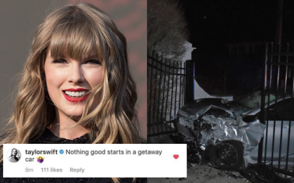 Bình tĩnh như Taylor Swift: Thay vì lo cho ngôi biệt thự bị xe tông nát cửa thì chị đi... comment dạo lời bài hát cái đã
