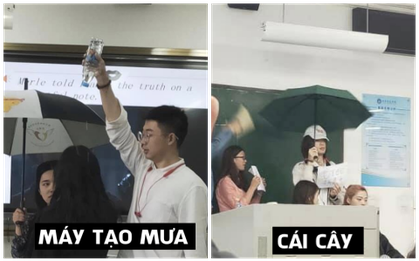 Chết cười với nam sinh đam mê diễn vai phụ mờ nhạt: lúc thì đứng phun mưa thủ công, khi lại cầm ô hoá cây xanh bất động