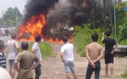 Đồng Nai: Xe ô tô bốc cháy trên quốc lộ 20, 1 người mắc kẹt chết cháy