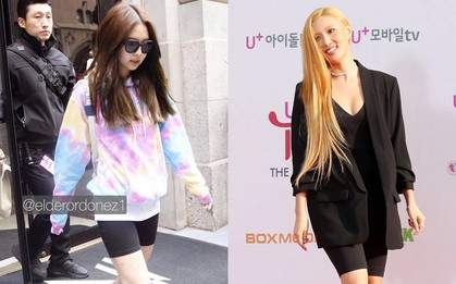 Không ai bảo ai, sao Hàn cũng đang thi nhau mix biker short giống chị em cô Kim siêu vòng 3