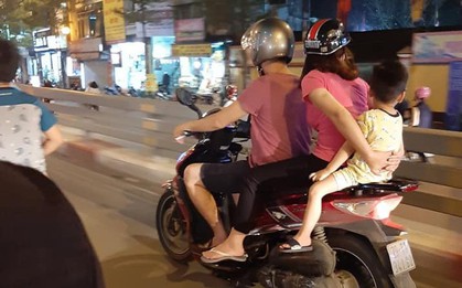 "Pha xử lý cồng kềnh" của gia đình chở con nhỏ trên xe SH khiến người đi đường thót tim và khó hiểu