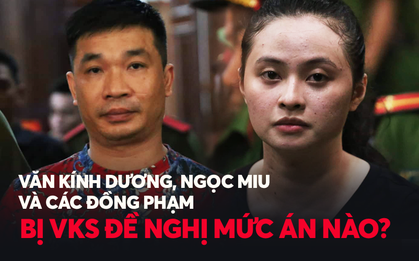 Toàn bộ tội danh cùng mức án mà ông trùm ma tuý Văn Kính Dương, hotgirl Ngọc Miu và các đồng phạm bị VKS đề nghị xử phạt