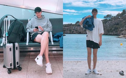 Như muốn nhắc khéo rằng chân vẫn dài vẫn thon, Lee Min Ho dạo này cứ mặc short ngắn cũn cỡn để chụp ảnh check-in