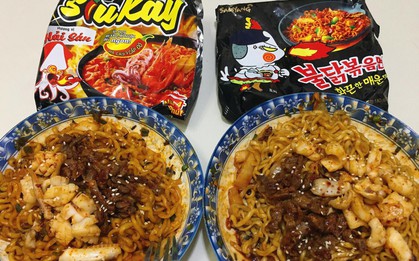 Dân mạng lại rôm rả so sánh "hàng Real và bản Dupe" ở Việt Nam của mì cay 7 cấp độ ăn liền