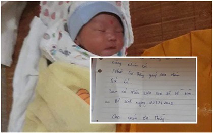 Hải Phòng: Bé trai 1 ngày tuổi bị bỏ rơi trước cửa chùa kèm lá thư "sau này có điều kiện con sẽ về tìm"