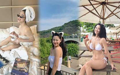 Nối gót Thuý Vi, Hàn Hằng đi du lịch không chụp bikini trong resort thì cũng tạo dáng… trên giường, được cái chăm check-in hơn