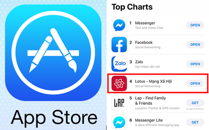 Lotus lọt Top 4 ứng dụng AppStore về mạng xã hội tại Việt Nam