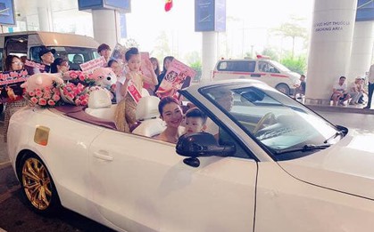 Hoa hậu hoàn vũ nhí 2019 được đón bằng xe sang dát vàng khi trở về Việt Nam