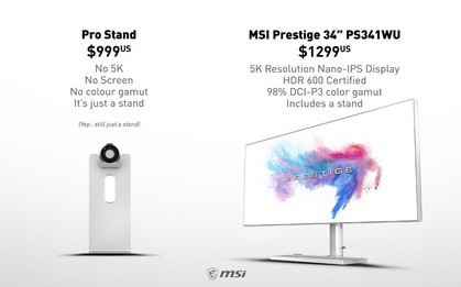 MSI "đá đểu" chân đế nghìn đô của Apple để quảng cáo cho màn hình 5K của mình