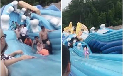 Nhà phao trượt nước bị sụp vì quá tải khiến 1 bé gái 8 tuổi tử vong và nhiều người khác bị thương