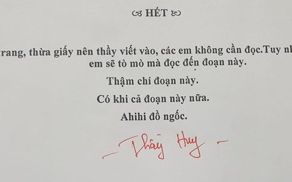 Không muốn tiết kiểm tra bị nặng nề, thầy giáo thêm ngay một chi tiết "đắt giá" vào cuối đề khiến học sinh ôm bụng cười