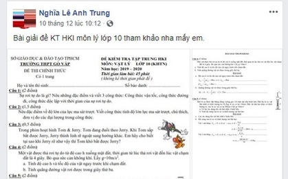 Nghi vấn thầy giáo đăng đề và đáp án lên Facebook khi học sinh chưa thi