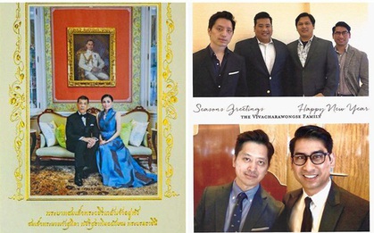 Vợ chồng Quốc vương Thái Lan phát hành thiệp mừng năm mới, đáng chú ý là 4 người con trai không được thừa nhận có hành động bất ngờ