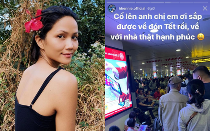 Hoa hậu cũng chật vật về quê ngày Tết như ai: H’Hen Niê ngồi cả ra đất đợi chuyến bay vẫn không quên có động thái ý nghĩa