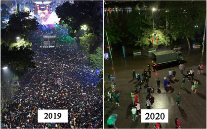 Giao thừa 2019 và 2020: Cùng là phố đi bộ Hồ Gươm, sao năm ngoái đông đến nghẹt thở mà năm nay lại vắng vẻ thế này?