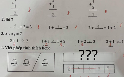 Con gái ghi "2 + 1 > 1" vẫn bị gạch sai, người mẹ thắc mắc hỏi dân mạng liền nhận về lý do "tâm phục khẩu phục"