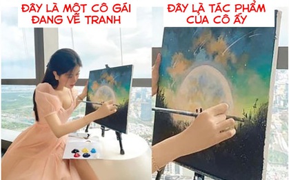 Bức ảnh làm màu của Võ Ngọc Trân lên hẳn MXH Trung, netizen chê không ngớt: Chẳng ai vẽ tranh mà ăn mặc như vậy