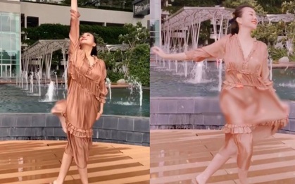 Diện váy lụa kín đáo là thế, Thanh Hằng lại lộ ngay khoảnh khắc nhạy cảm mà bản thân không hề hay biết