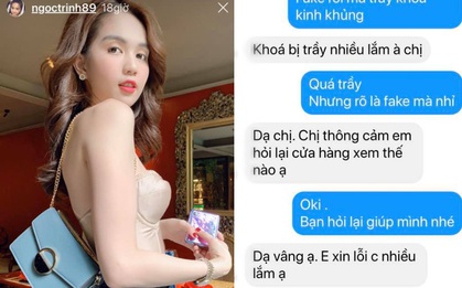 Shop online được Ngọc Trinh tag trên story bị tố bán túi fake, khách khiếu nại thì rep “xin thông cảm”
