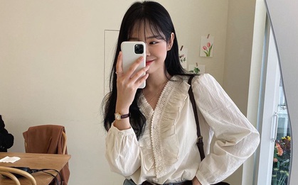 Đáng sắm nhất lúc này là áo blouse tay bồng, diện thế nào cũng ra được vẻ "chanh sả" kiêu kỳ