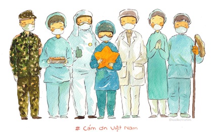 Cưng xỉu trước loạt tranh tri ân các "chiến sĩ" tuyến đầu chống dịch Covid-19: Cảm ơn mọi người, cảm ơn Việt Nam!